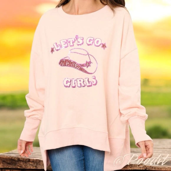 FANTASTIC FAWN Let’s go Girls oversized pullover sz M L - Picture 2 of 8